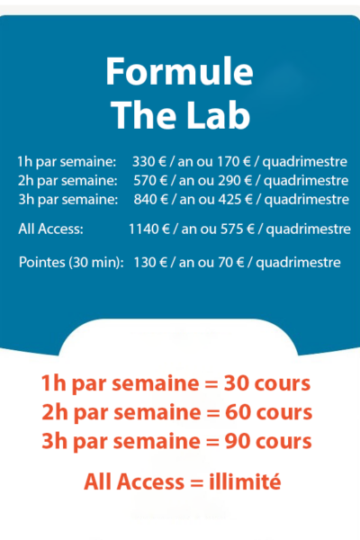 tarif template The Lab